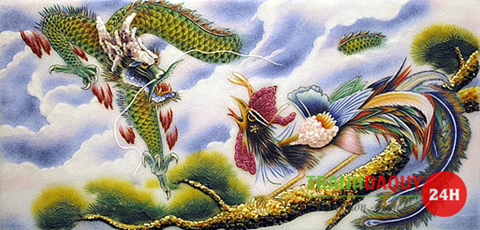 Tranh đá quý rồng phụng T351