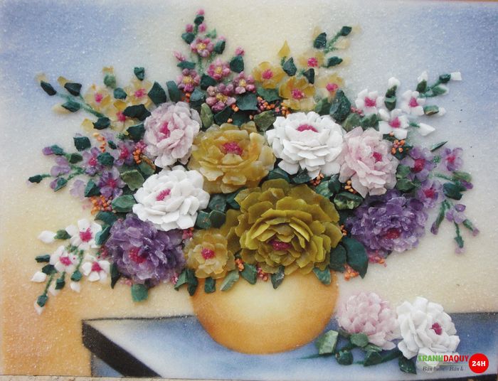 Tranh đá quý lọ hoa tuyệt đẹp T313