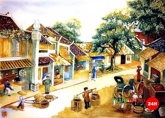 Tranh đá quý phố cổ hà nội T138