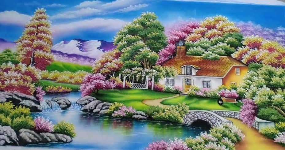 Tranh đá quý ngôi nhà hạnh phúc T254