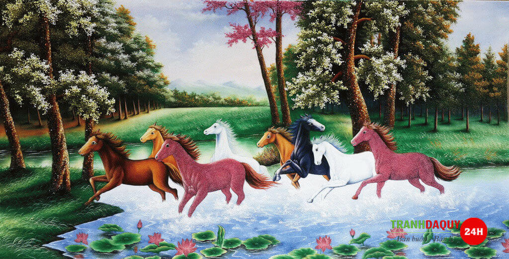 Tranh đá quý bát mã V191