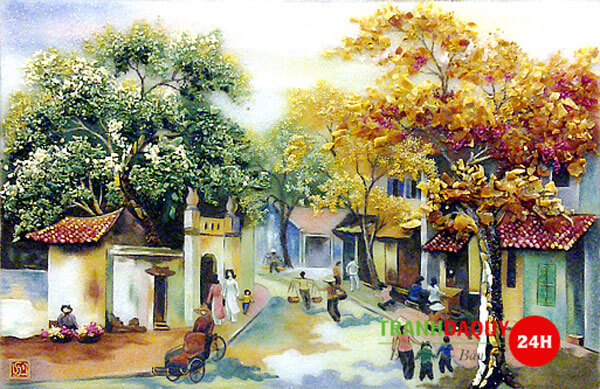 Tranh đá quý phong cảnh phố cổ Hà Nội T264