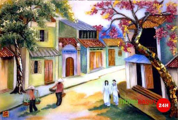 Tranh đá quý phố cổ hà nội N133