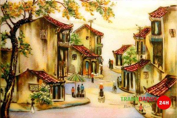 Tranh đá quý phố cổ hà nội N132