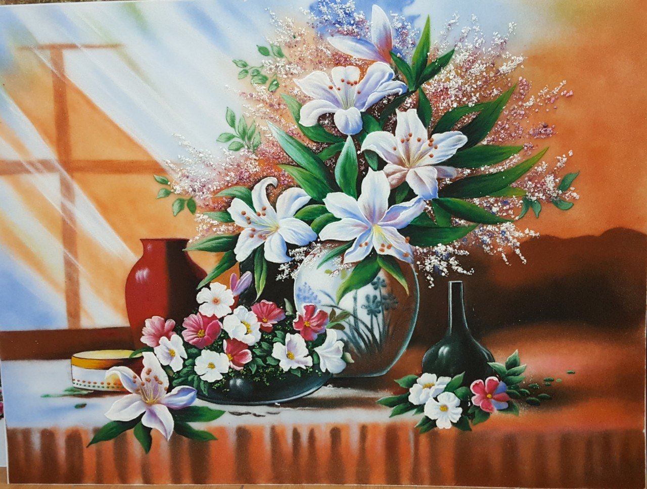 Tranh đá quý lọ hoa xếp N119