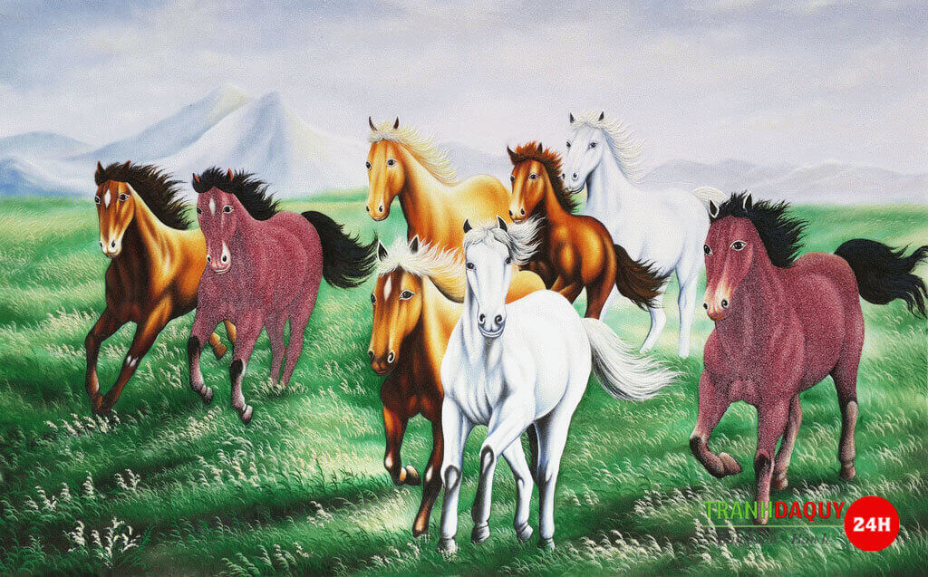 Tranh đá quý bát mã V187