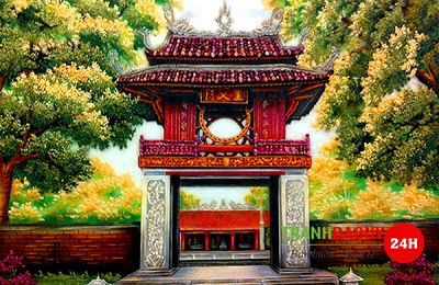 Tranh đá quý văn miếu V100