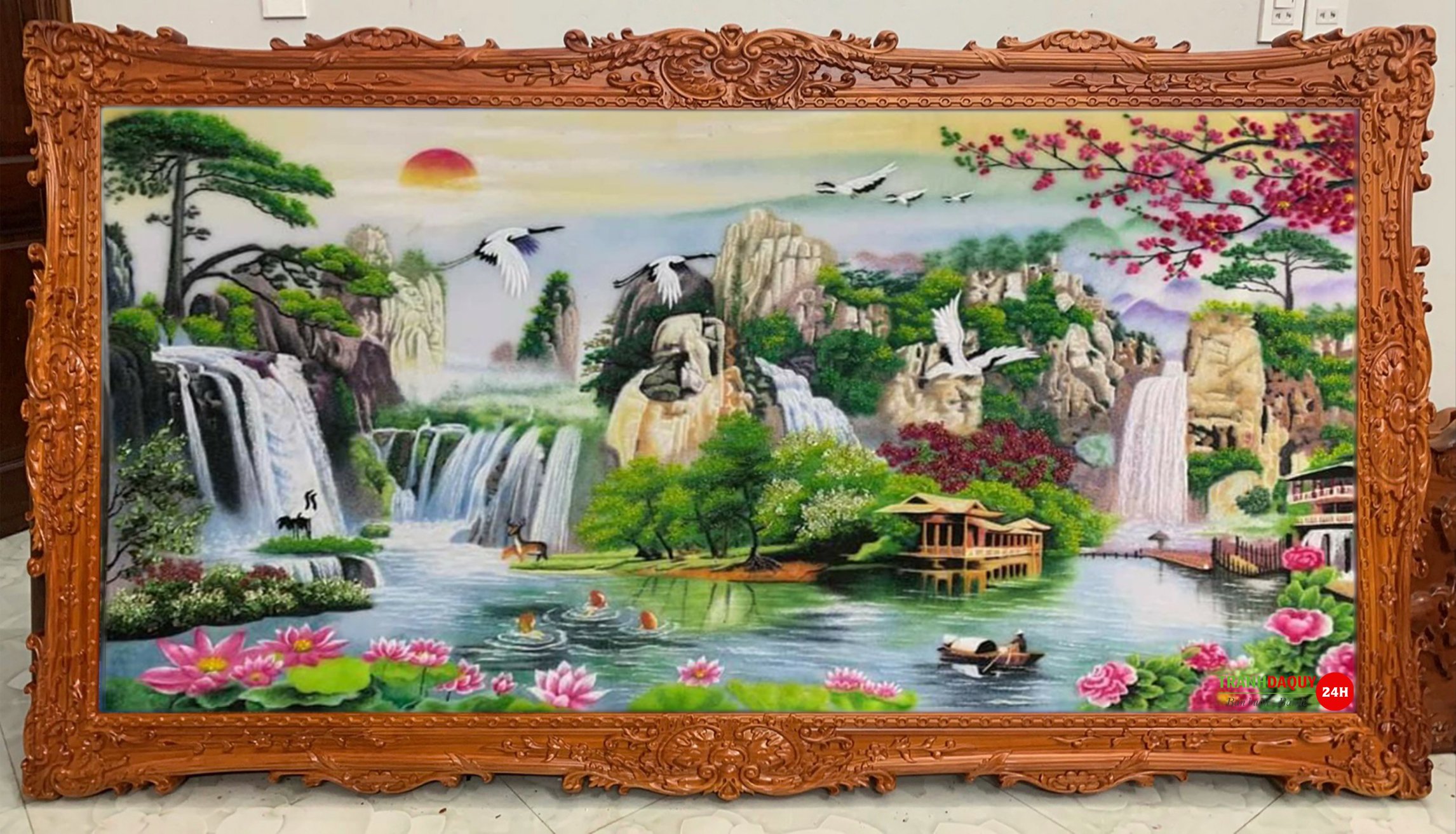 Tranh đá quý sơn thủy hữu tình cao cấp ST02