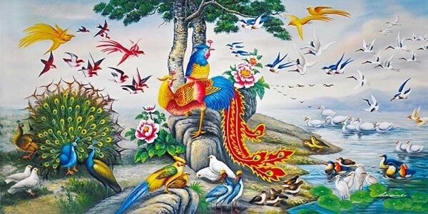 Tranh đá quý phượng hoàng T75