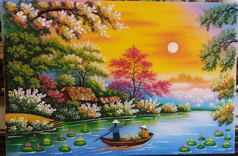 Tranh đá quý người lái đò N85