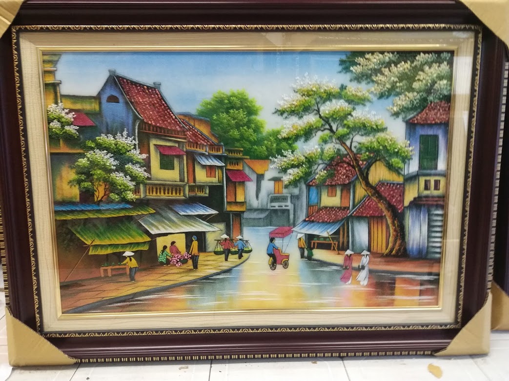 Tranh đá quý phố cổ hà nội N127