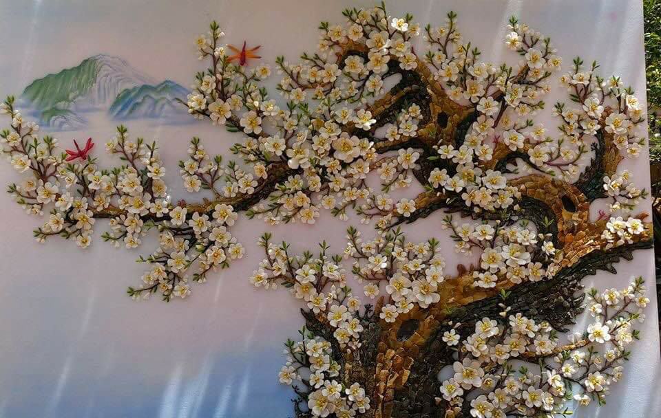 Tranh đá quý hoa mai T154