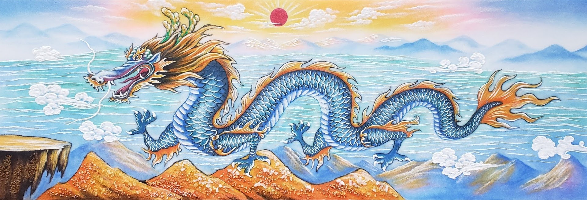 TRANH RỒNG XANH VƯỢT BIỂN T293