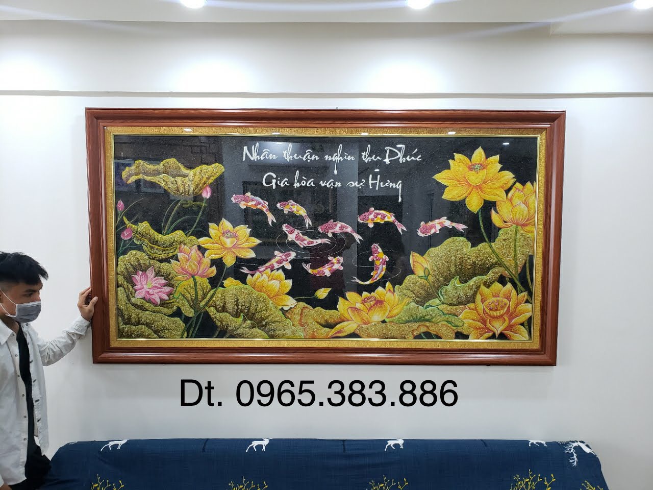 Tranh Đá Qúy Hoa Sen V01