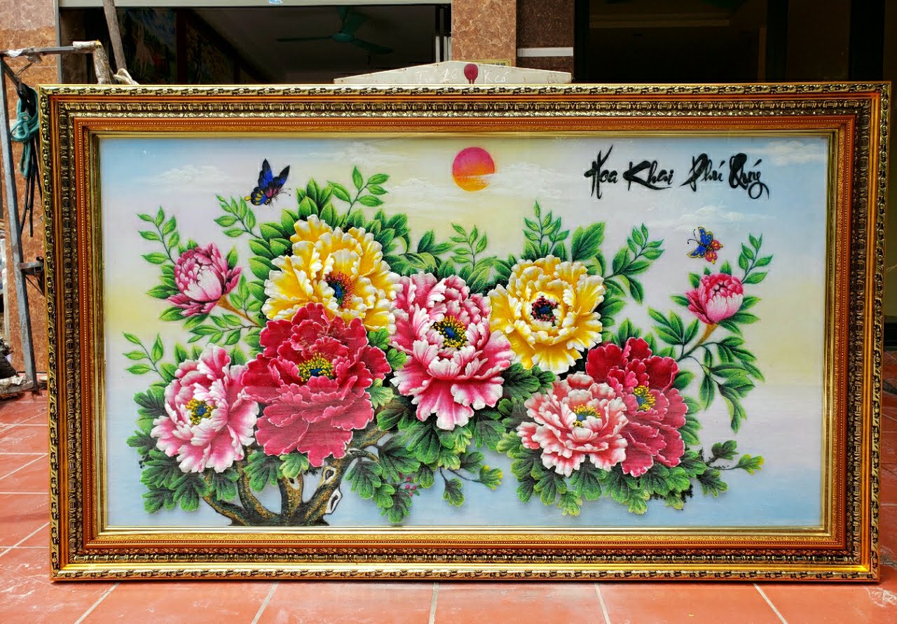 Tranh đá quý hoa mẫu đơn N173