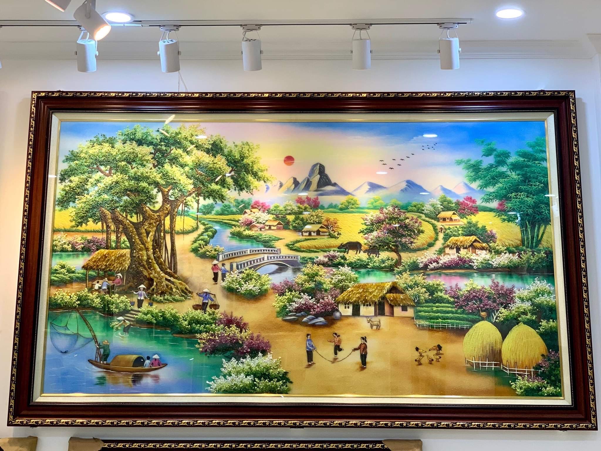 Tranh đá quý làng quê T08