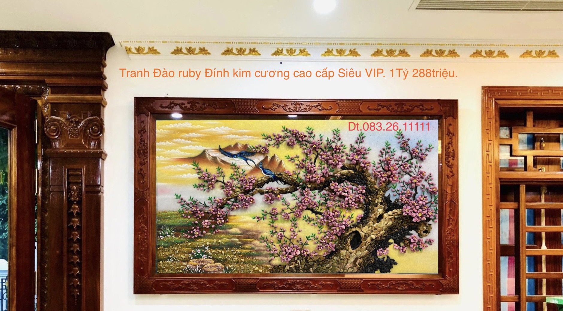 Tranh đá quý ruby dát kim cương TUYỆT ĐỈNH siêu VIP. RB-102 .giá 1.2 tỷ