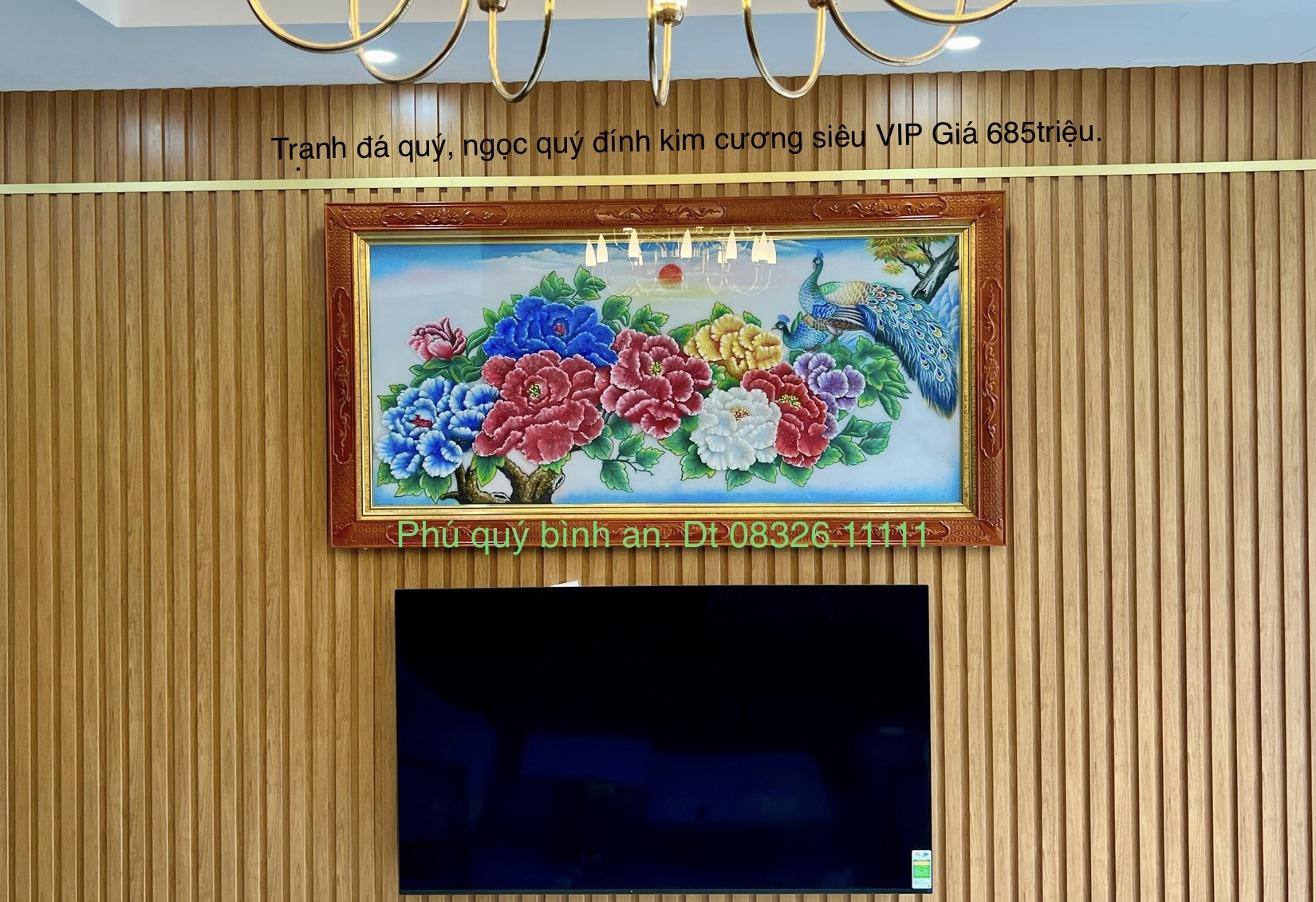 TRANH PHÚ QUÝ BÌNH AN đá quý đính kim cương SIÊU VIP