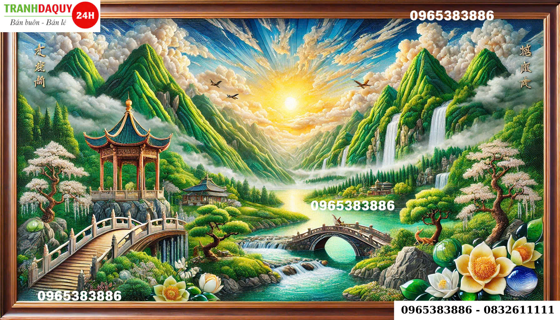 Tranh đá quý sơn thủy hữu tình đẹp nhất T241