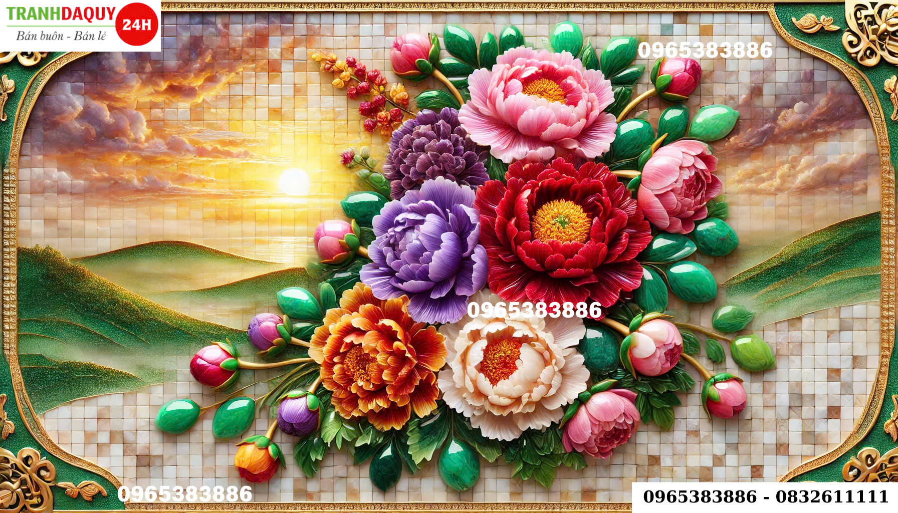 Tranh hoa mẫu đơn cao cấp MD03