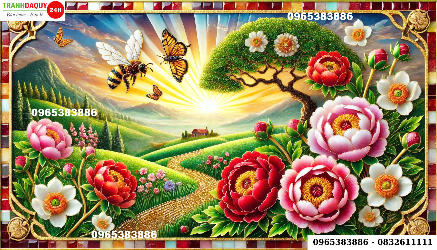 Tranh cảnh bình yên hạnh phúc đẹp nhất N55