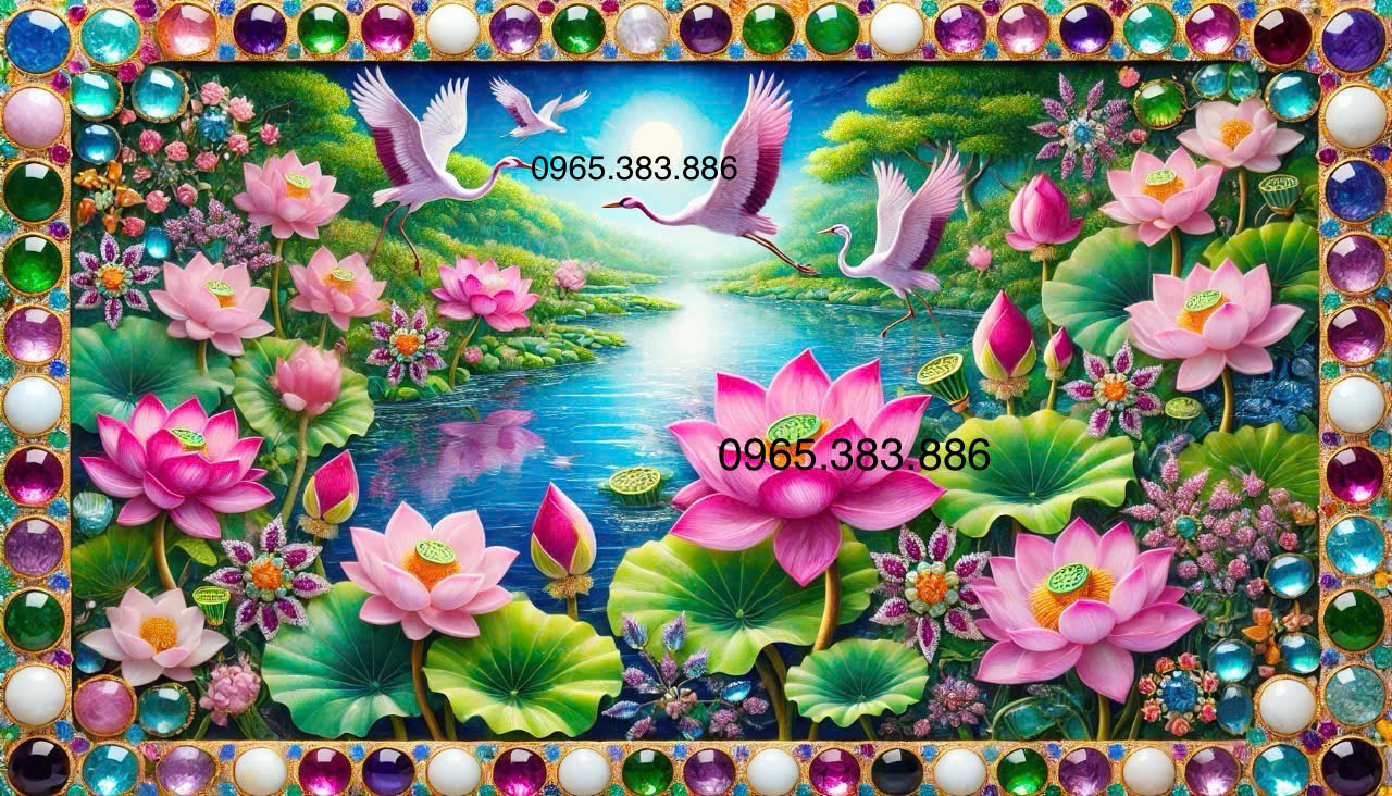 TRANH ĐÁ QUÝ ĐẦM SEN ĐẸP NHẤT DS01