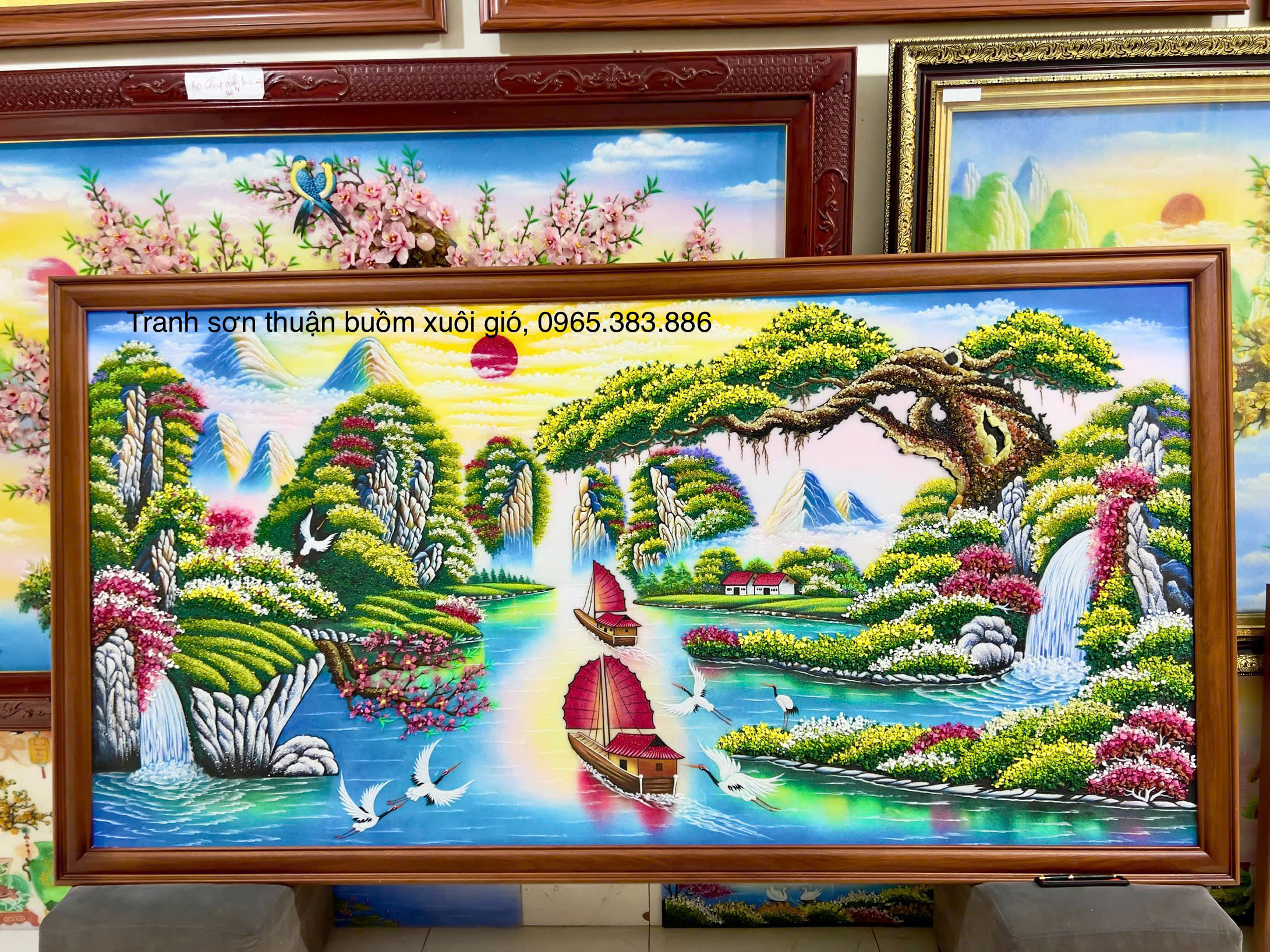 Tranh đá quý sơn thủy hữu tình T14