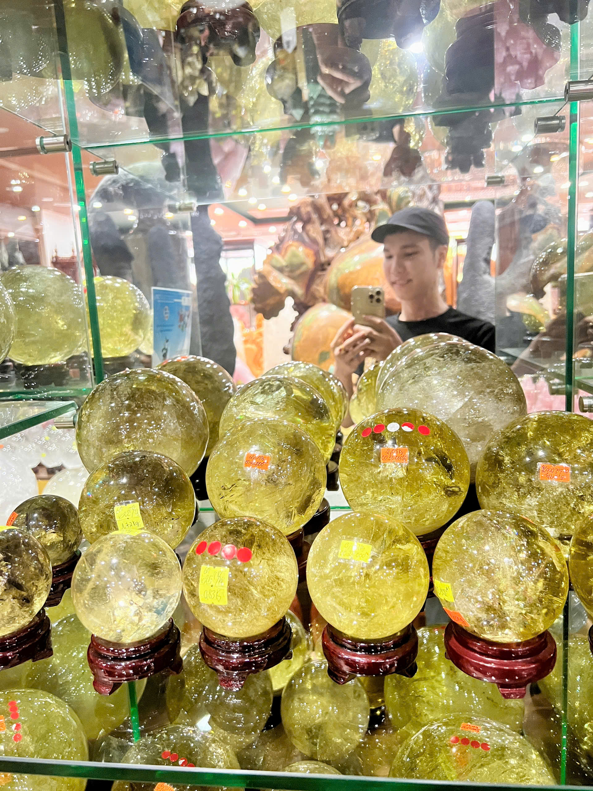 Bi Cầu Đá Thạch Anh Vàng