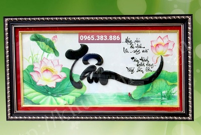 Tranh đá quý chữ tâm V91