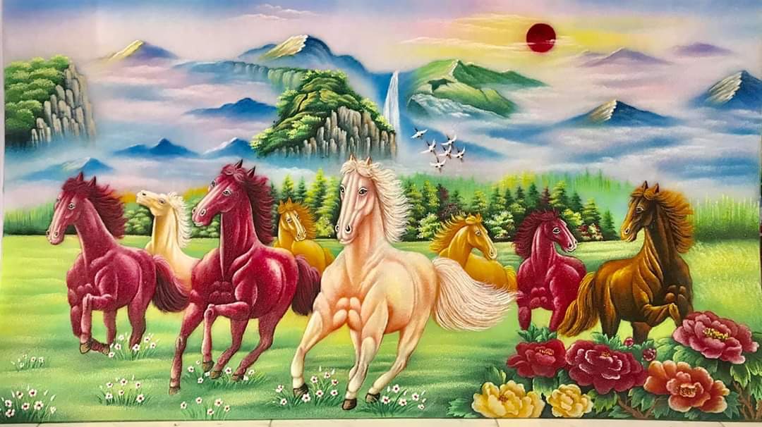 Tranh đá quý mã đáo thành công V22