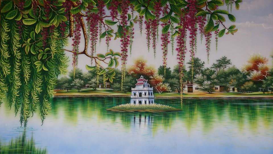 Tranh đá quý hồ gươm tuyệt đẹp N16