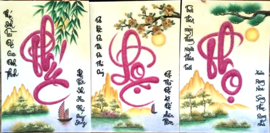 Tranh đá quý phúc lộc thọ N165