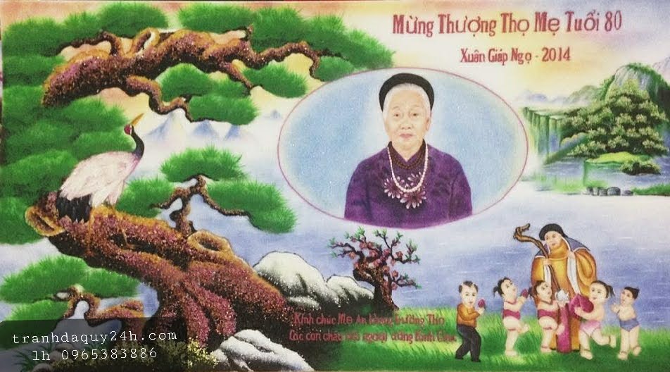 Tranh đá quý mừng thọ T206
