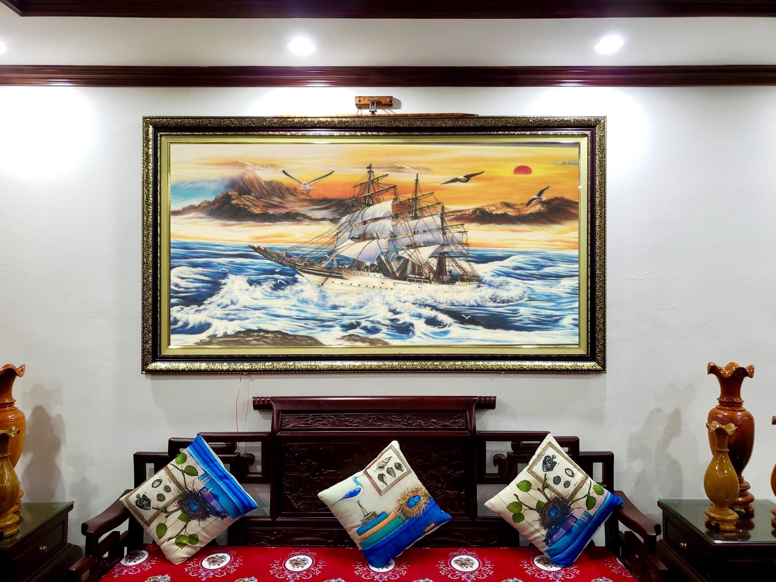 Tranh đá quý làm quà tặng TRANH THUẬN BUỒM TUYỆT ĐẸP T207