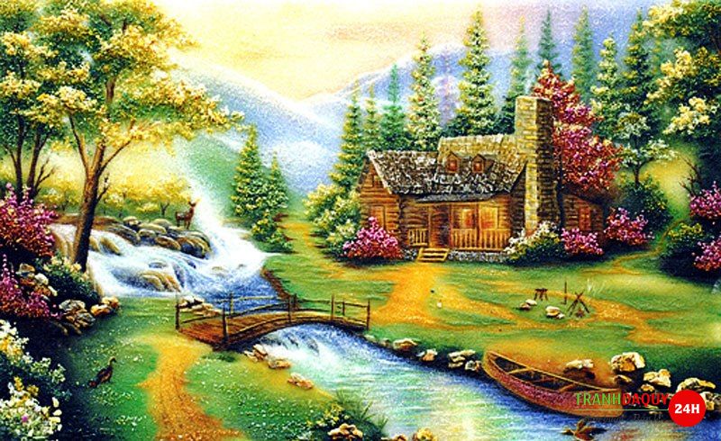 Tranh đá quý ngôi nhà hạnh phúc
